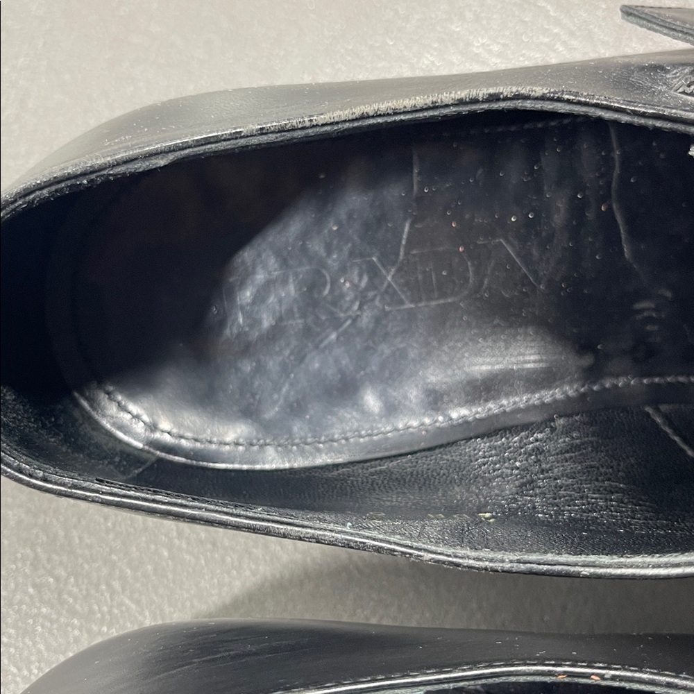 Prada Black Leather Single Monk Strap Oxfords Mens Dress Shoes Leather Size 6 - Picture 9 of 10